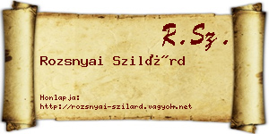 Rozsnyai Szilárd névjegykártya